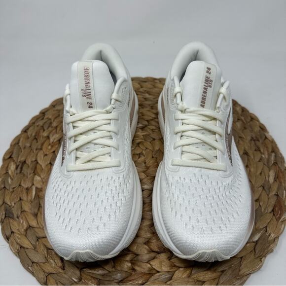 BROOKS Adrenaline GTS 24 Running Shoes Coconut Rose Gold White Size 8 Women's - Picture 6 of 9